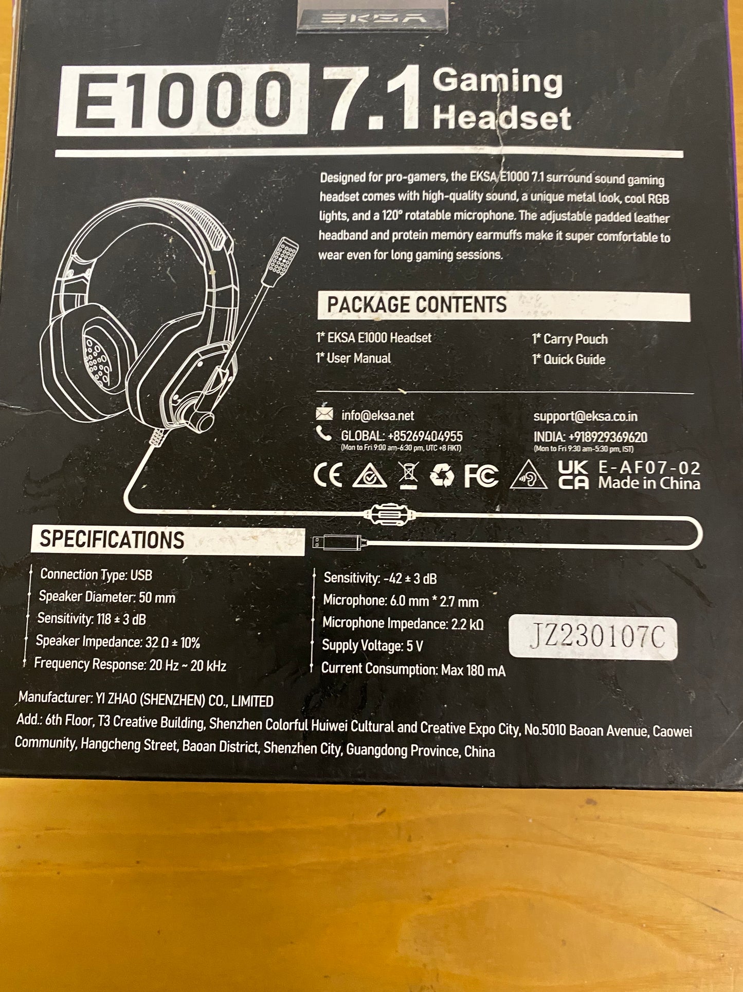 EKSA E1000 Cascos Gaming USB para PC