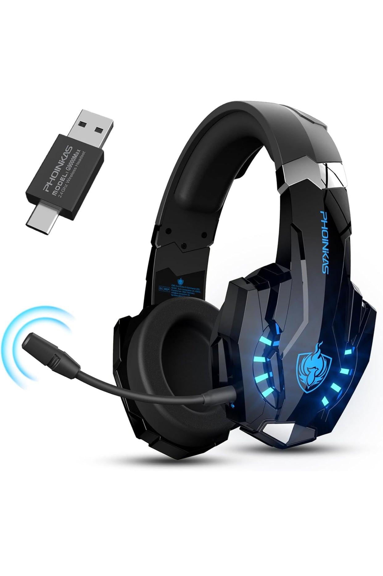PHOINIKAS Auriculares Gaming Inalámbricos para PS4/PS5/PC