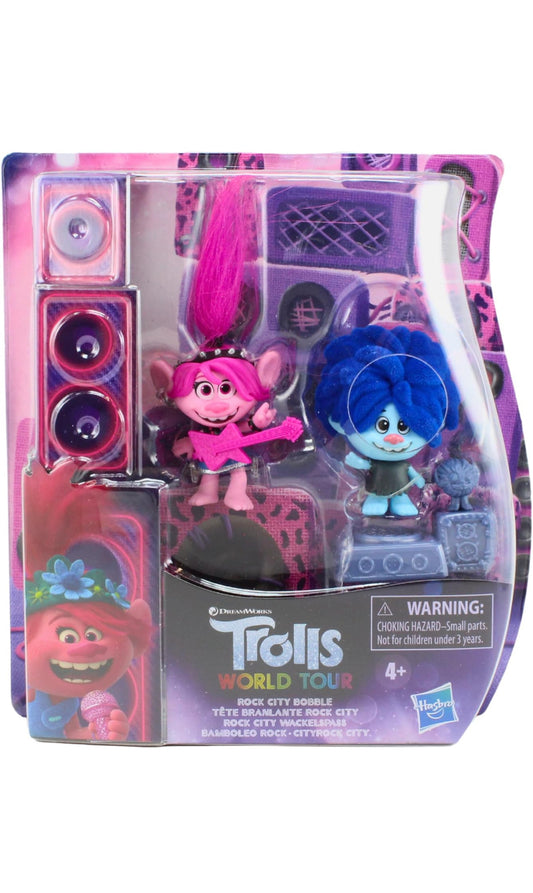 TROLLS DreamWorks World Tour Rock City Bobble con 2 Figuras