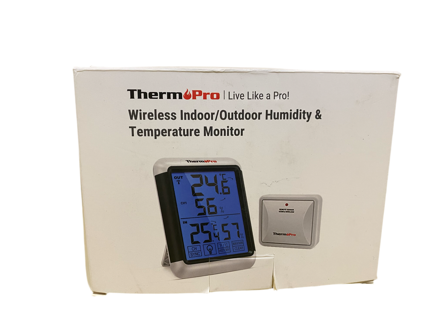 ThermoPro Termómetro Higrómetro Digital para Interior y Exterior Medidor de Humedad y Temperatura Inalámbrico con Pantalla Táctil Grande y Retroiluminación