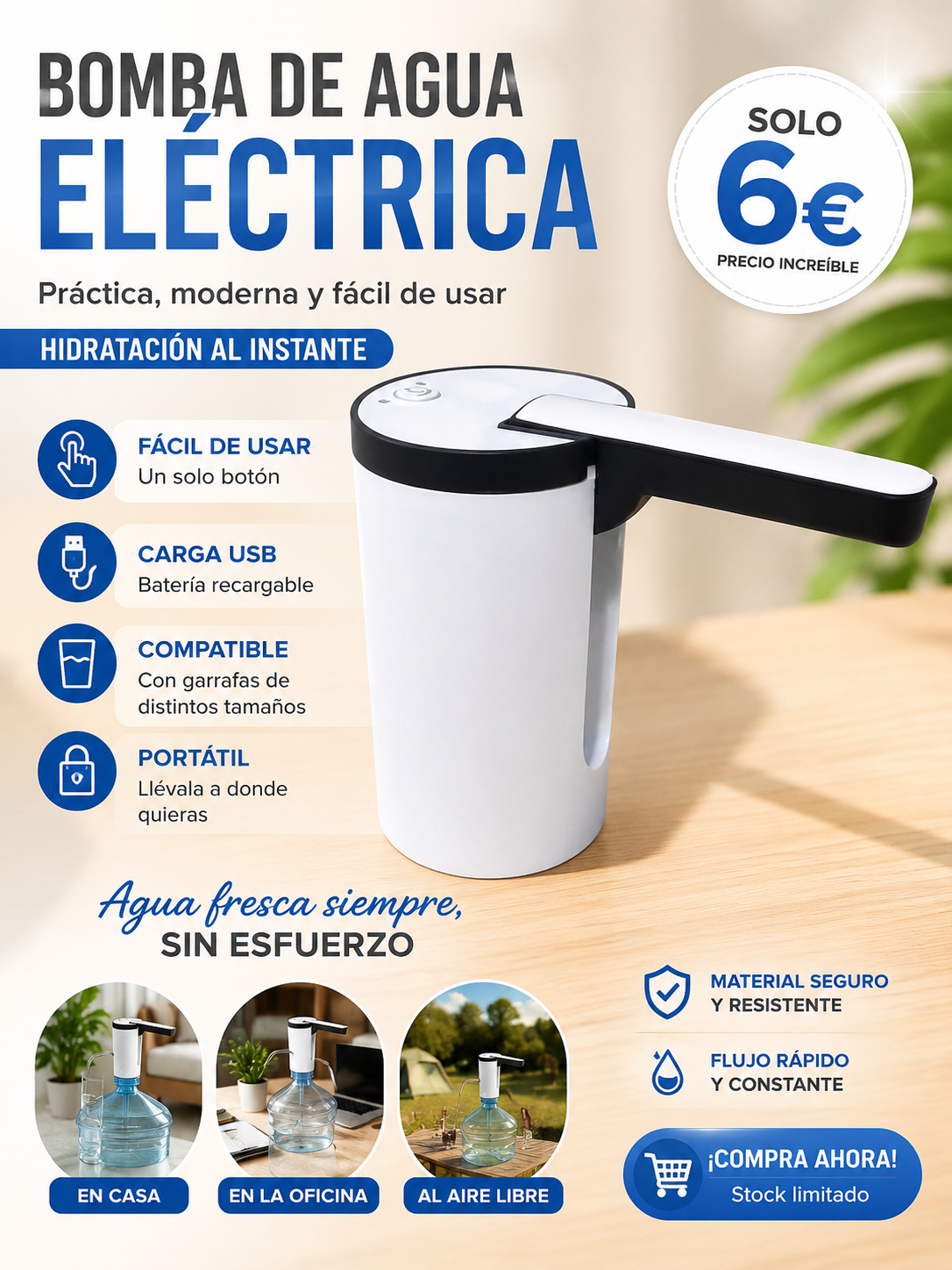 Dispensador Eléctrico de Agua - Bomba de Agua Eléctrica